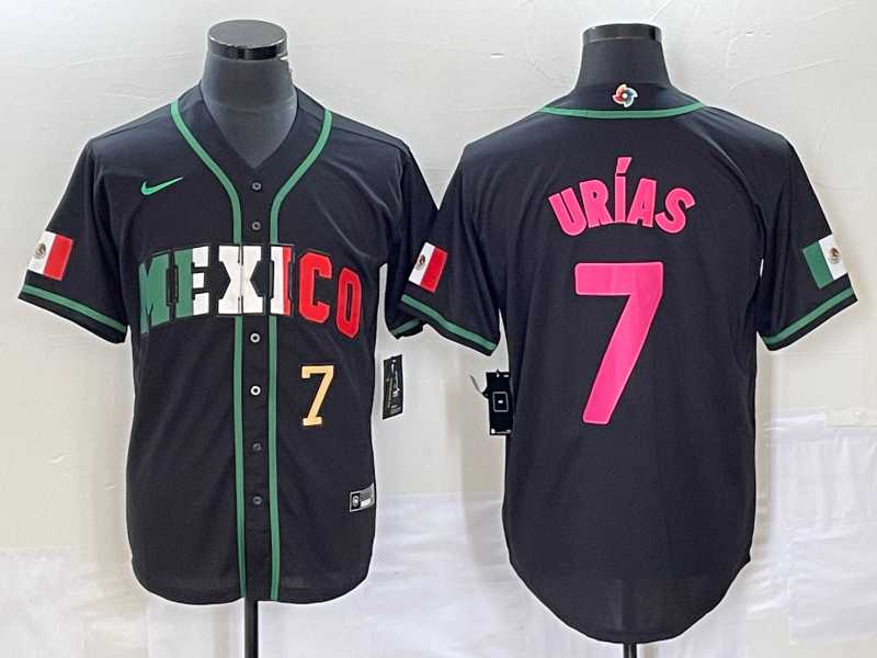 Men%27s Mexico Baseball #7 Julio Urias Number 2023 Black World Baseball Classic Stitched Jersey3